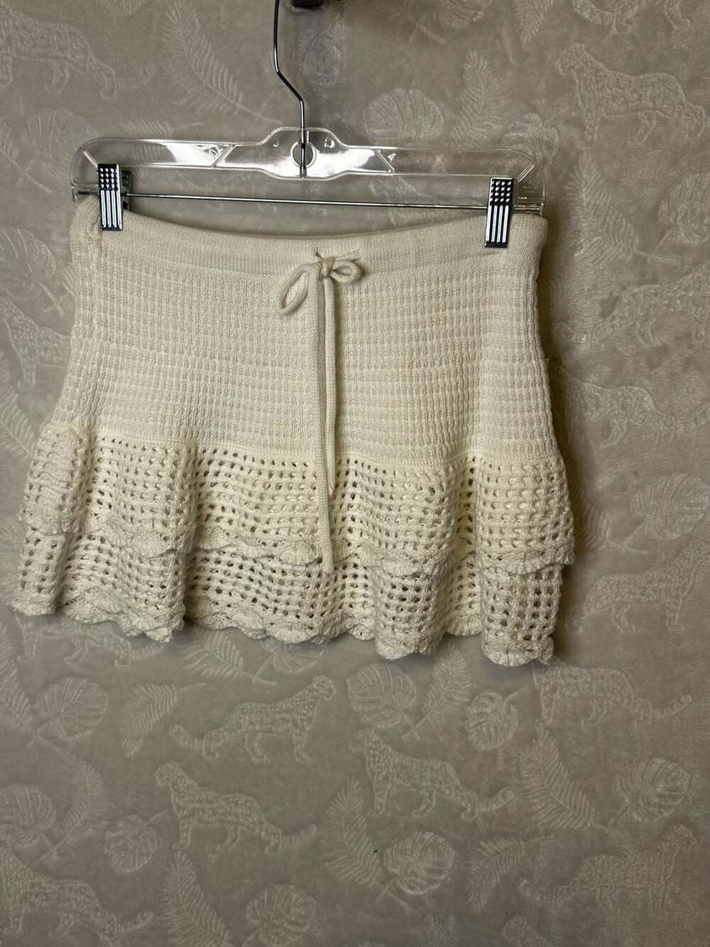 Wild Fable Women's Size S Cream Crochet Tiered Mini Skirt
